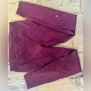 Lululemon leggings, maroon, size 8 like new no pilling